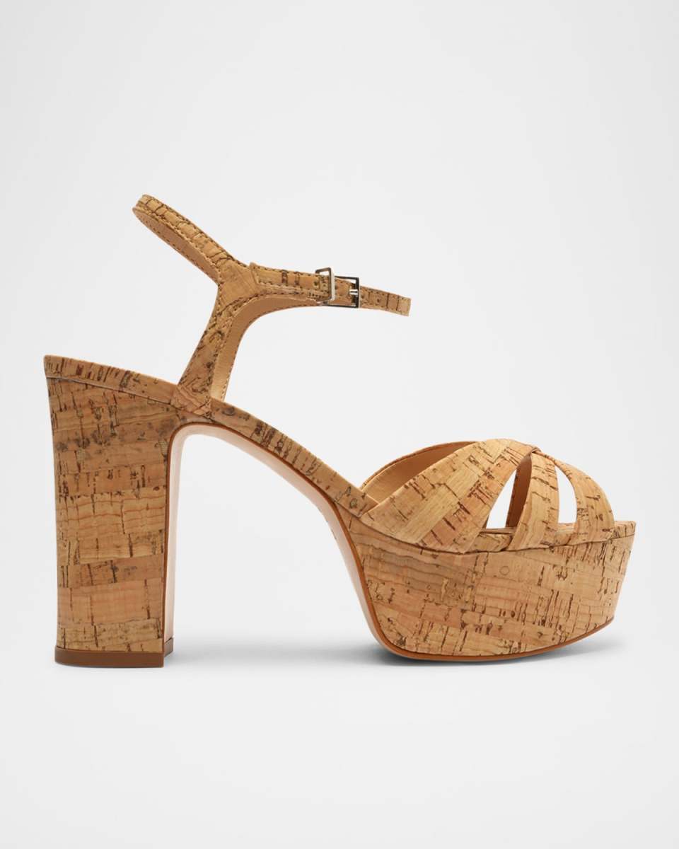 Keefa Cork Ankle-Strap Platform Sandals